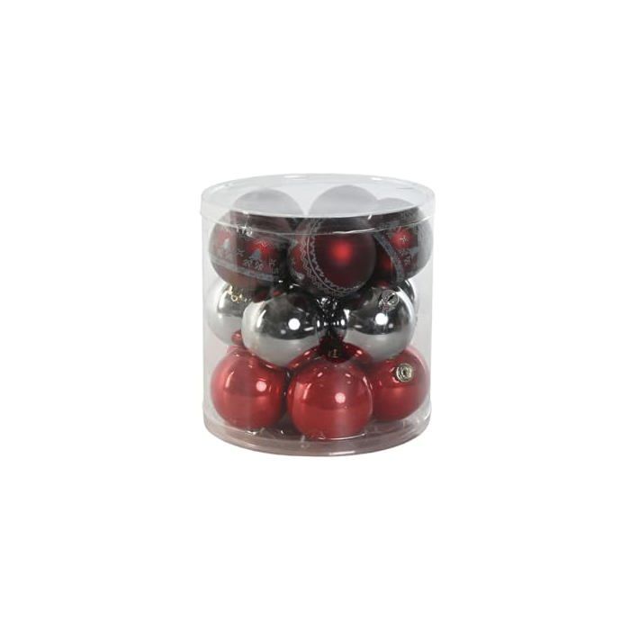 Boules de Noël - Home ESPRIT - Rouge Argenté - Polyéthylène - 21,5 x 21,5 x 22,5 cm - 15 pièces - Multicolore