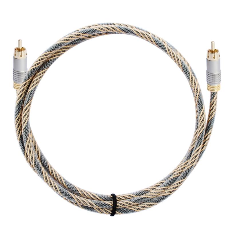 RCA Digital Audio Coaxial Cable 24K Gold Plated Connectors S/PDIF RCA Male To RCA Male for Home Theater, HDTV, Subwoofer