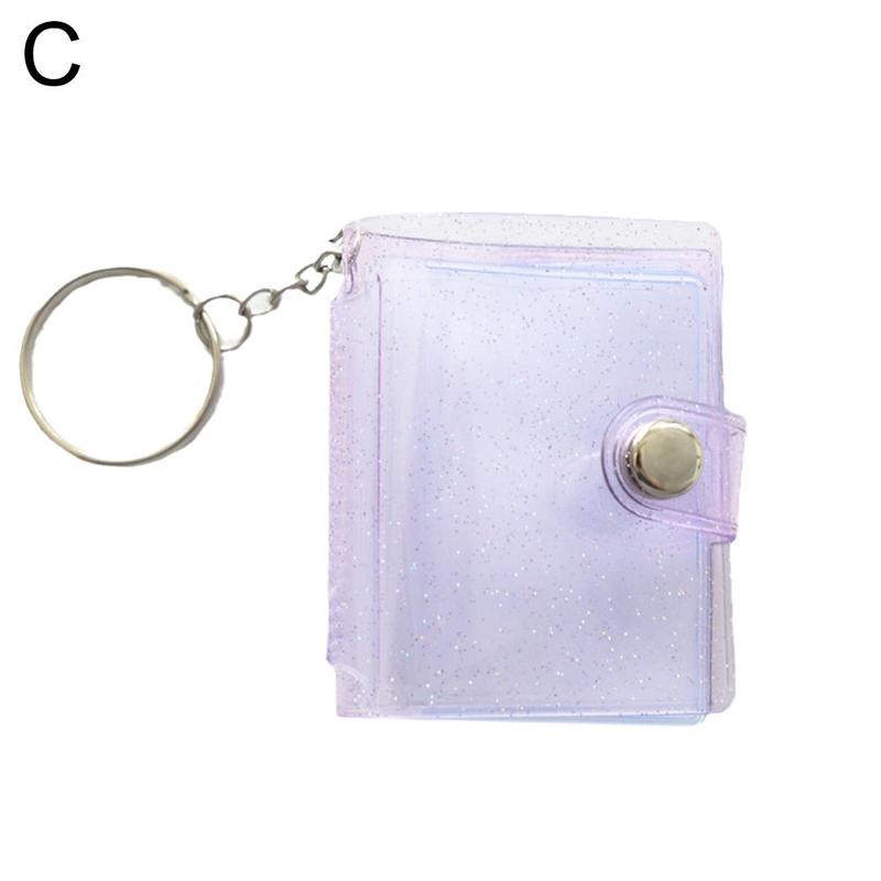 2 Inch Mini Photo Album Page Sequins Transparent Sequins Photo Card Holder Binders Albums Portable Key Chain
