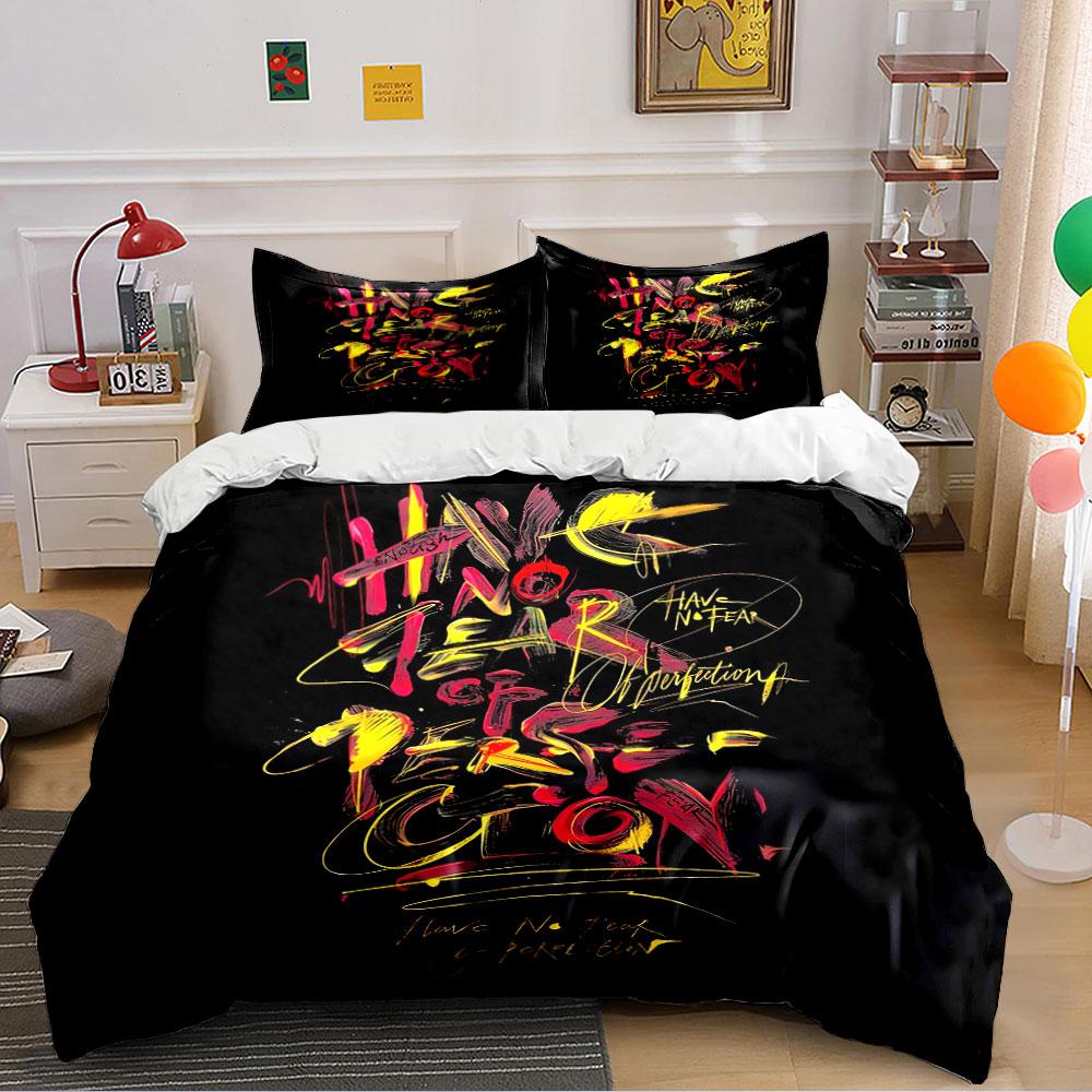 No Fear of Perfection Print Bedding Duvet Cover Set Duvet Cover Pillowcases (1*Duvet Cover 2*Pillowcases, Without Duvet Insert)