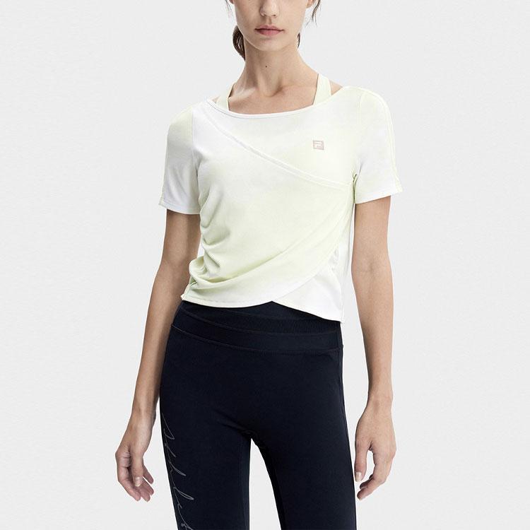 Fila Color Block Spliced Fitness Short Sleeve T-Shirt Women Tops A11W321121F-ZA