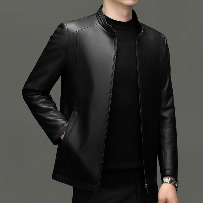 Yiliteng Men's Stand-Collar Business Casual Leather Jacket YTMMRXF2802