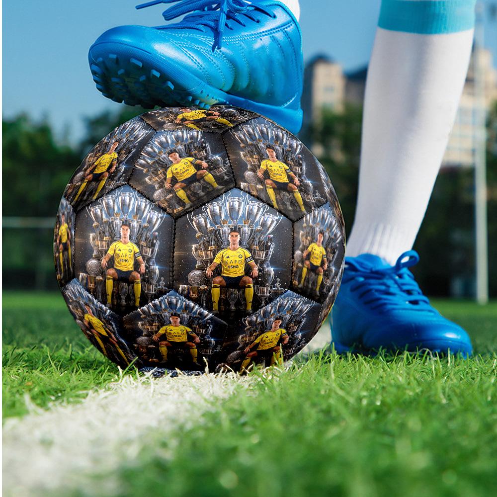Cristiano Ronaldo Theme Soccer Ball Size 5 Soccer Ball Soft Touch Professional Training Football for Outdoor Sports