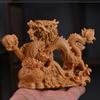 Solid Wood Carving Chinese Dragon Sculptures Figurines Auspicious Animals Home Room Office Table Decoration and Accessories