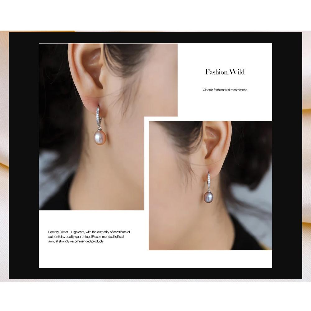 Hochwertige weiße Perlenohrringe für Damen, niedliche Mode Mädchen bestes Geschenk echte 925 Silber schwarze Süßwasserperlen Ohrringe Schmuck