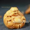 Lachender Buddha Maitreya Handgefertigtes Holzschnitzerei-Ornament - Harmonie Handwerk Geschenk