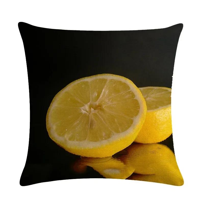 Pineapple Orange Fruit Plant Linen Pillowcase Car Seat Office Cushion Cover Living Room Sofa Decorative Pillowcase 45*45Cm