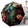 Peacock and Floral Fantasy Outdoor Automatic Umbrella Retractable Design with 8-Rib Durability Lightweight Perfect Gift for Friends Family