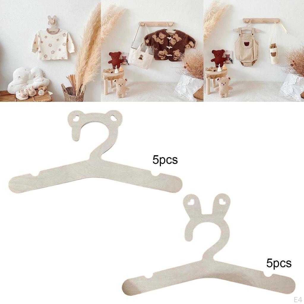 5 Pieces Children Clothes Hanger Wooden for Boys Girls Kids Present Gifts