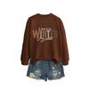 Womens Long Sleeve Round Neck Graphic Print Loose Fit Sweatshirt Casual Fashion Top