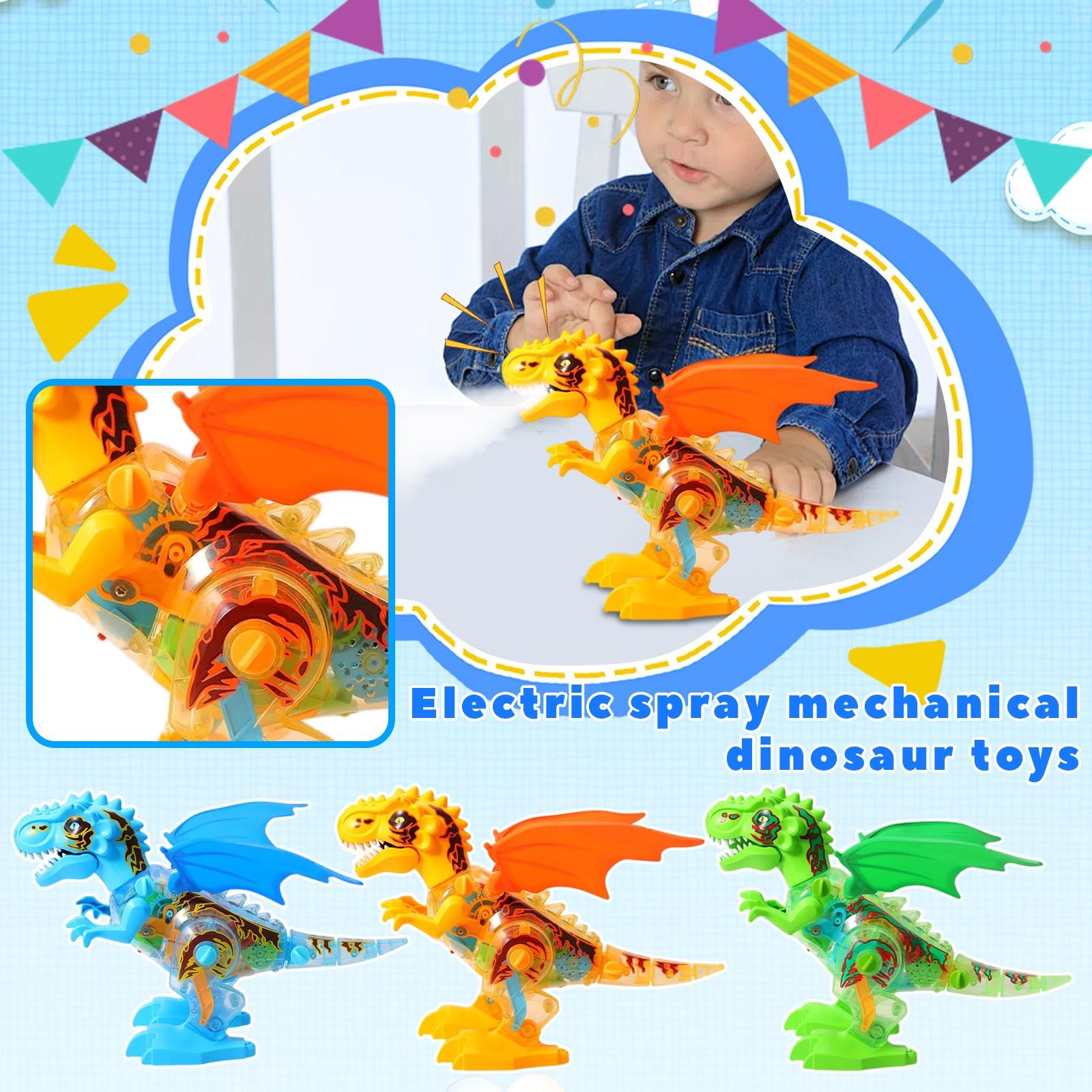 

Electric Spray Mechanical Dinosaur Toy DIY Disassembly Dinosaur Walking With Music And Light Gear Tyrannosauruss Rexs One Size помаранчевий