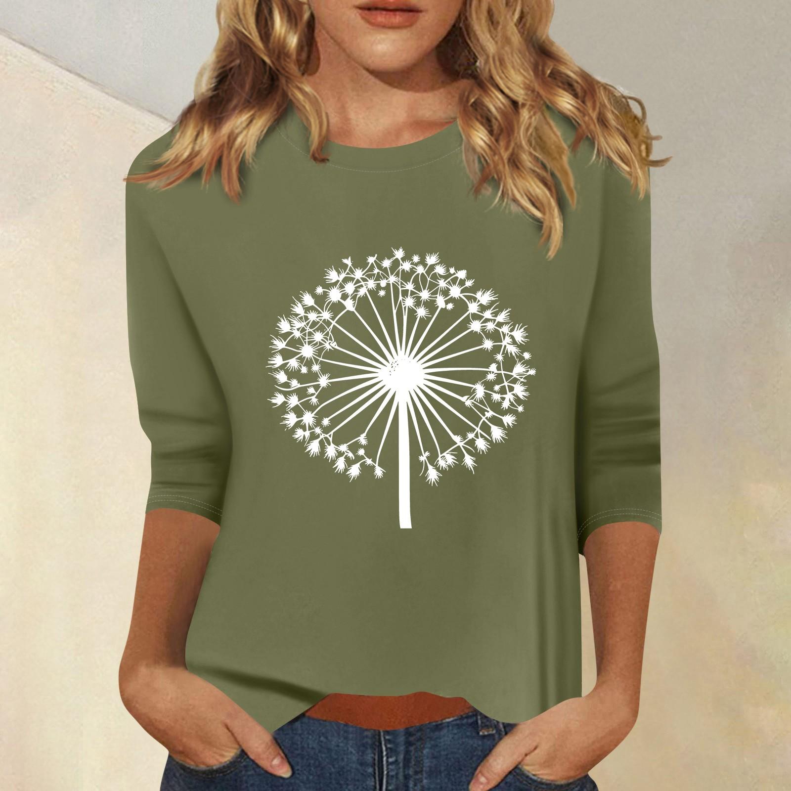 

Женская мода повседневный принтованный топ с семью рукавами и круглым вырезом XXL