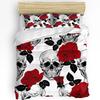 Red Rose Flower Black Duvet Cover Bed Bedding Set For Double Home Textile Quilt Cover Pillowcases Bedroom Bedding Set (No Sheet)