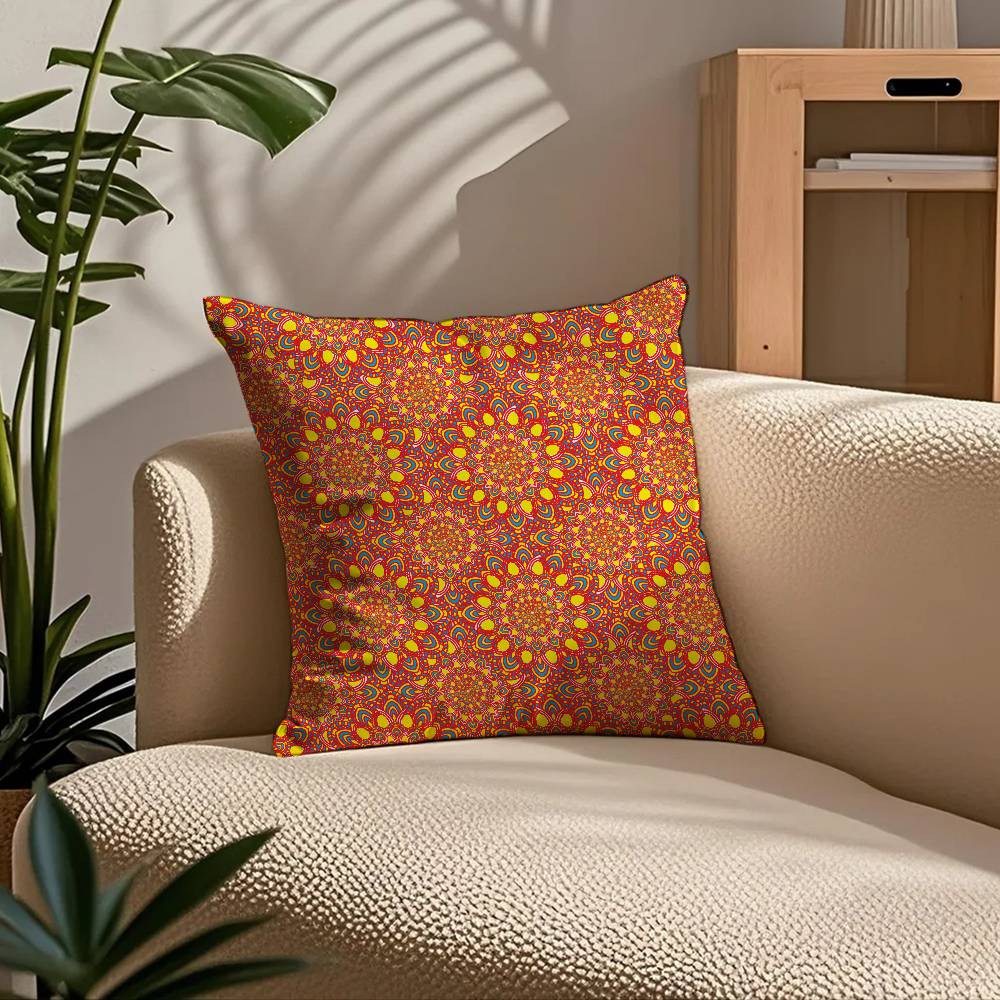 ART Indian Ethnic Pattern Pillow Case Comfort Sofa Bed Silky elegant Invisible zipper Custom Decorative cushion cover