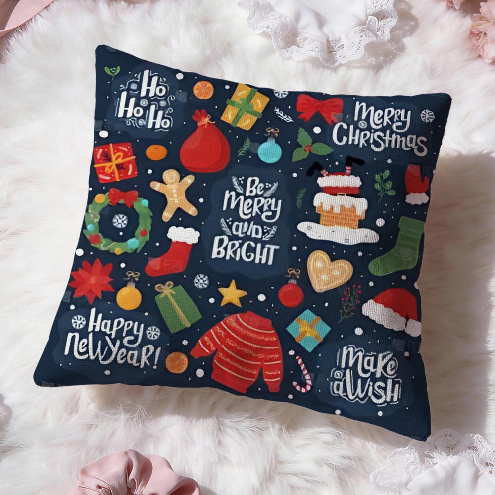 Christmas Cushion Cover Premium Comfort Reversible Pillow Cove -Two In One Design for Any Room & Car Interior