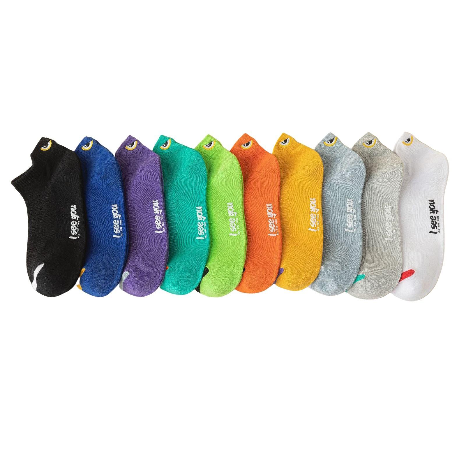 

Летние мужские короткие носки с коротким носком, тонкие, дышащие, с защитой от запаха, впитывающие пот, спортивные, универсальные, с вышитым дьяволом One Size