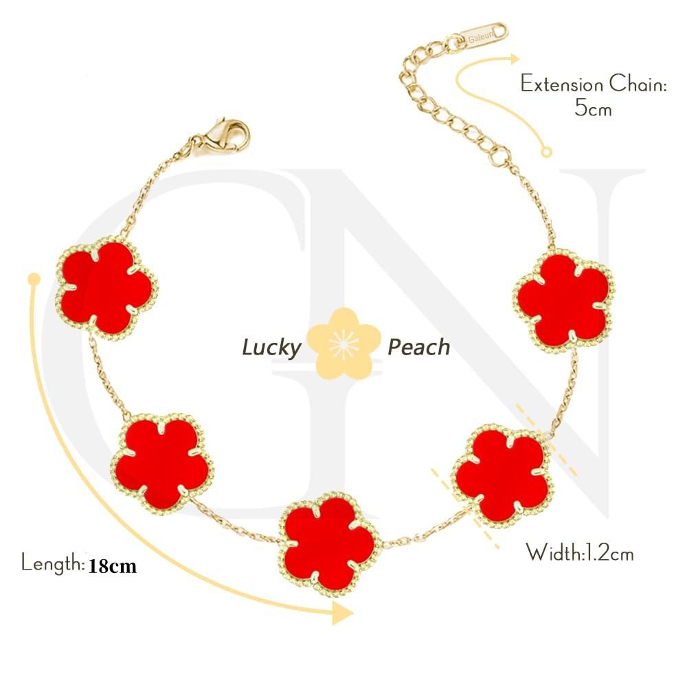 18K Gold Plated Dainty Four Five Leaf Clover Dot Bracelets for Women Lucky Flower Jewelry