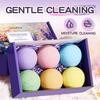 6Pcs 100G Salt Bath Bombs Plants Extract Essential Oils Handmade Fizzies Balls Dry Skin Moisturizing Shower Ball Relaxation Spa Gift