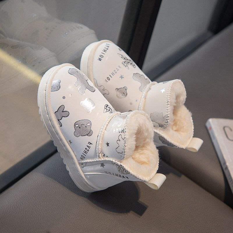 Children's Fleece-Lined Winter Snow Boots: Thick Cotton, Slip-On, Non-Slip, for Boys & Girls