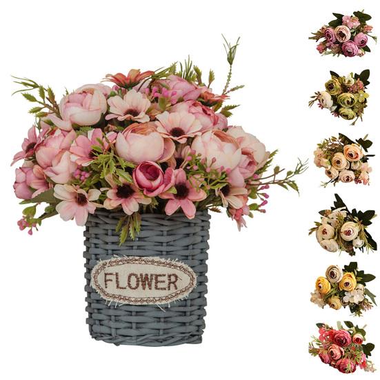 1Pc Artificial Tea Rose Hydrangea Fake Garden Flower DIY Home Decor Photo Prop