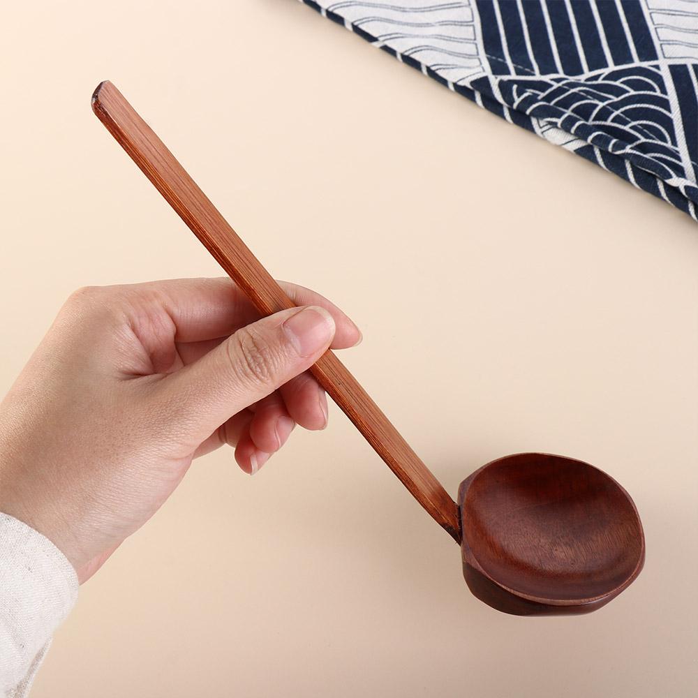 Wooden Japanese Style Long Handle Ladle Soup Spoon Kitchen Utensil Tool Ramen Spoon Slotted Spoon