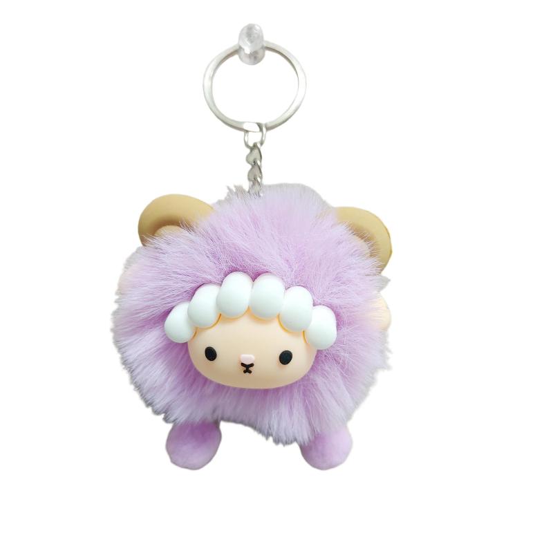 Creative Sheep Plush Keyring Fluffy Ball Cute Bag Charm Trendy Ornament for Girls Backpack Car Key Decoration Birthday Gift