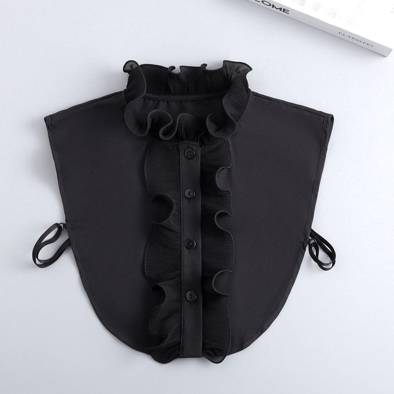 Elegant White Pleated Ruffle High Collar Detachable Sweater Blouse Stand Collar Girls Half Shirt Collar Neckwear Top