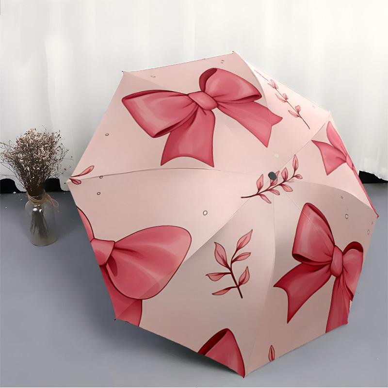 1pc Bows Floral Automatic Open/Close Umbrella Compact Folding Umbrella, All-Season Portable Umbrella for Women/Men052
