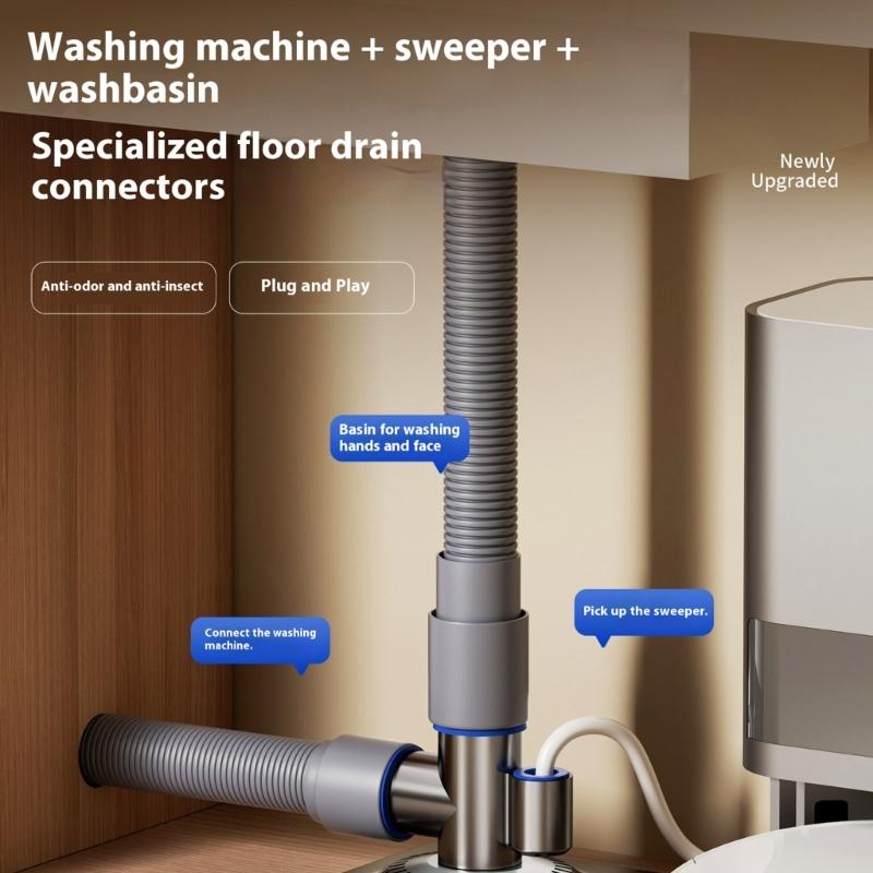 Washing Machine Floor Drain Adapter Tees Joint Antioverflow Sewer Elbow Pipe Connector Bathroom Accessories Enduring