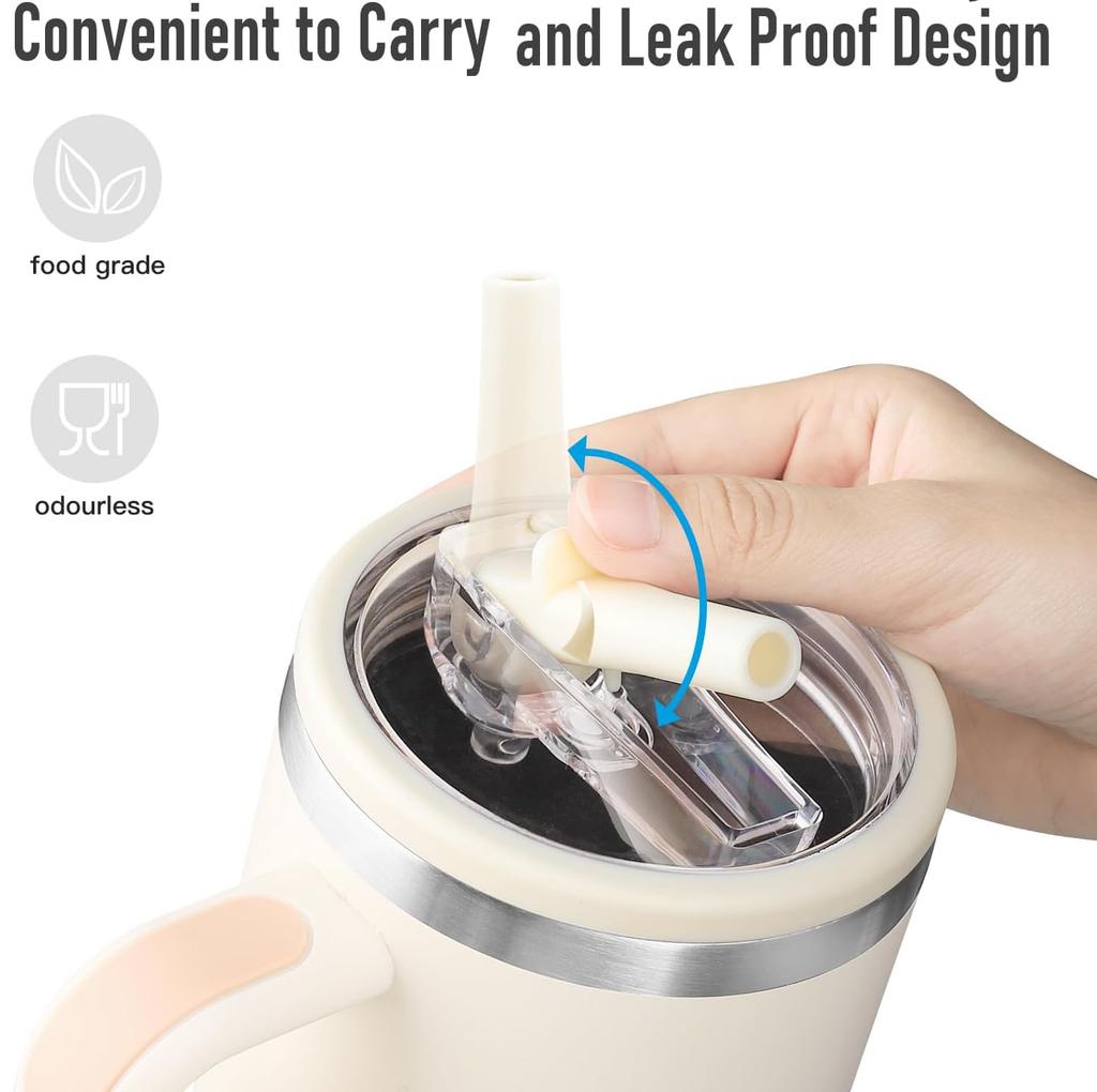 Replacement 40oz Stanley 2 Stanley Leak Reusable Stanley Straw Accessory Quartz Lid, H2.0 Stoppers, (Rose A) (Black)