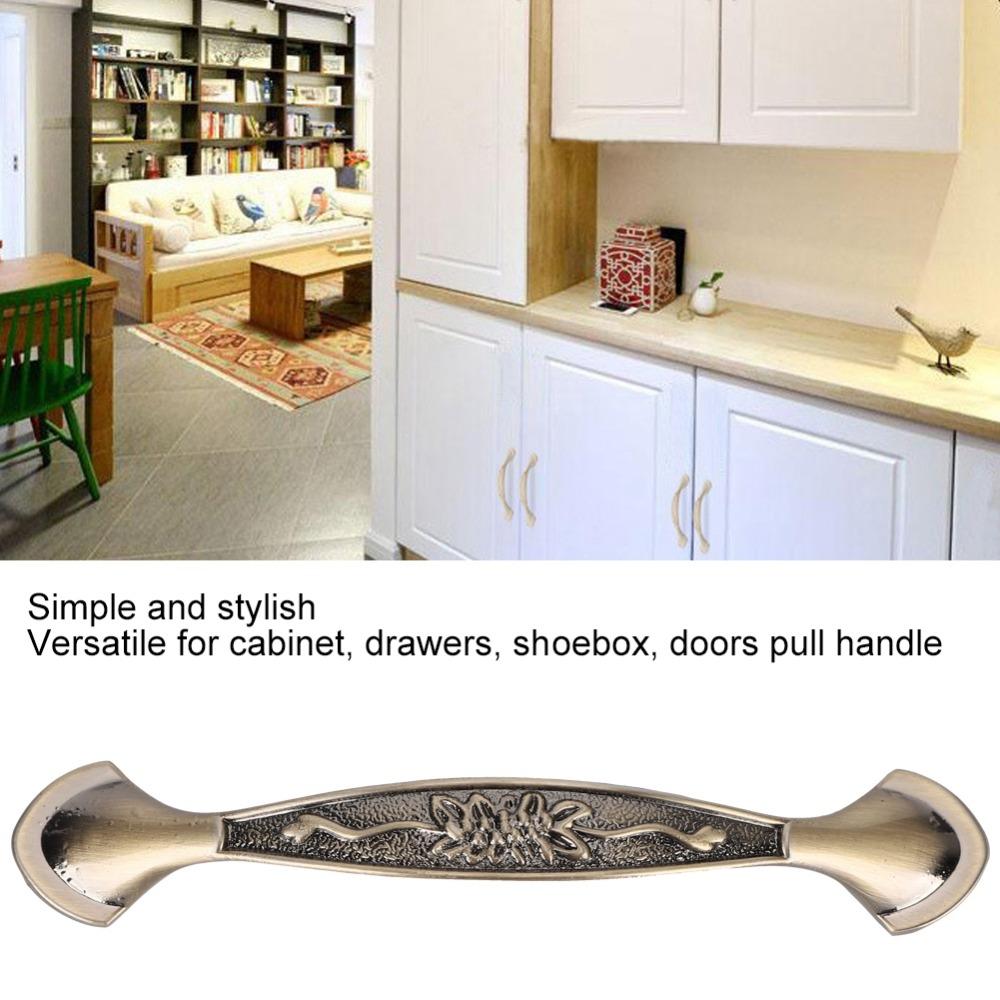 10 Set Zinc Alloy Cabinet Pull Handle Vintage Antique Bronze Drawer Handle Hole Distance 96mm Easy Install