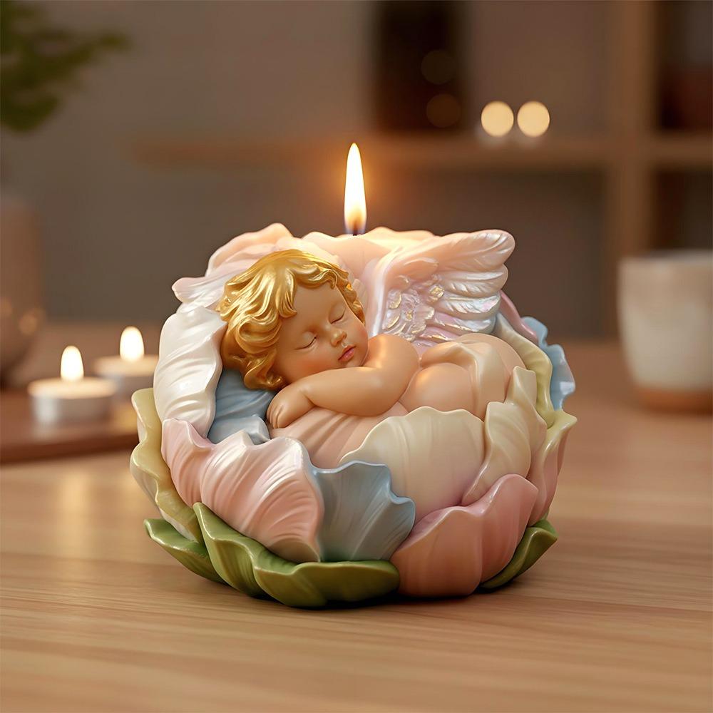 3D Water Lily Angel Candle Mold DIY Lotus Handmade Soap Gypsum Decorative Ornament Silicone Mold