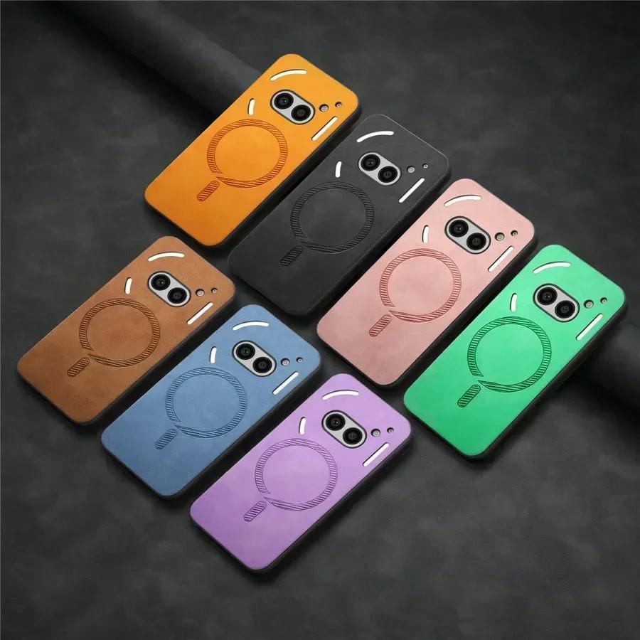 For Magsafe Leather Case for Nothing Phone 2A Plus Matte Shockproof Magnetic Wireless Charging Phone Protection Cover for Nothing CMF Phone 2Pro 1
