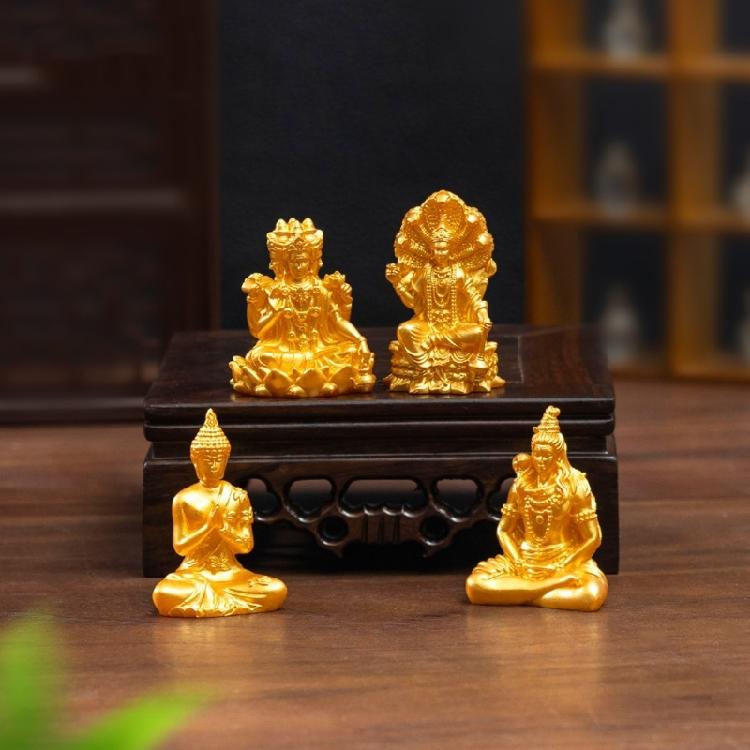 Small Resin Sakyamuni Figurines Decorative Ornament Mini Buddhas Statues Miniature Buddhas Sculptures Home Garden Decors