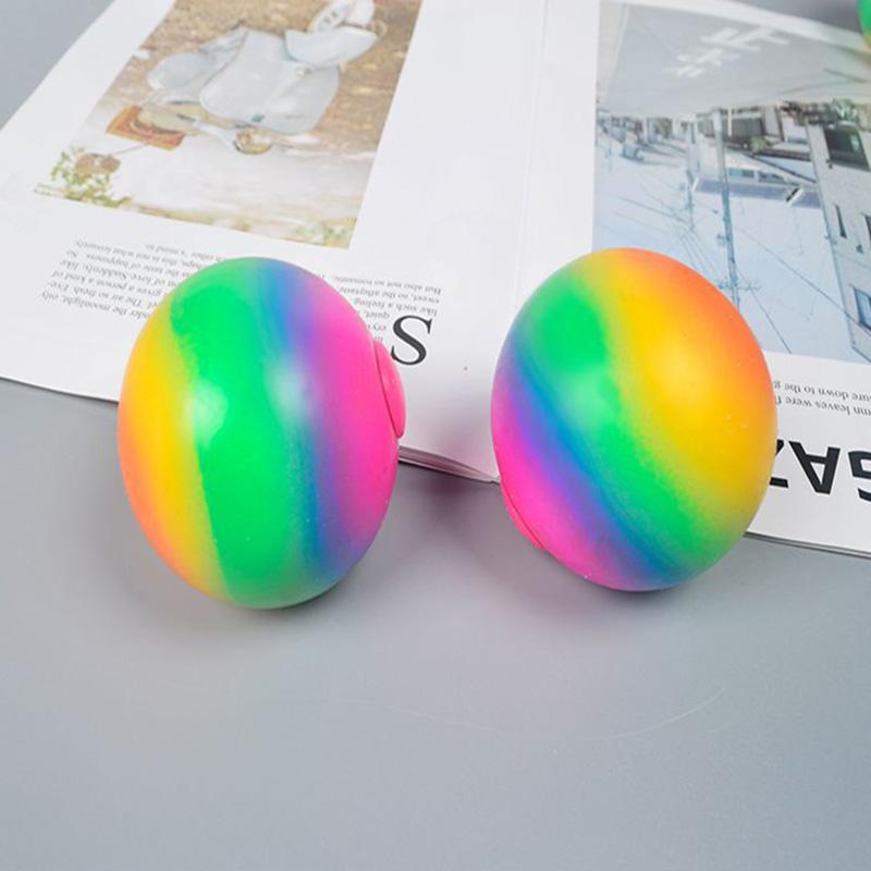 Creative Soft Rainbow Ball Squishy Toys Anti Stress Decompression Sensory Squeeze Fidget Toy For Adults Kids Classroom Prizes