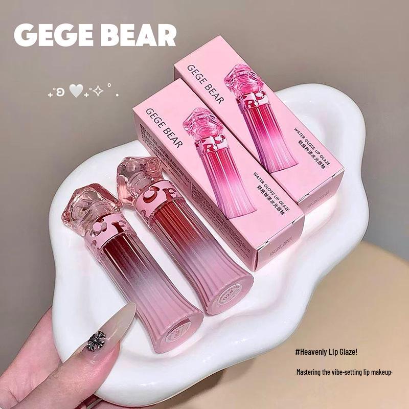 Gege Bear Enchanting Pink Lip Glaze Set for Women – Plumping, Whitening, Dewy Finish Lipstick