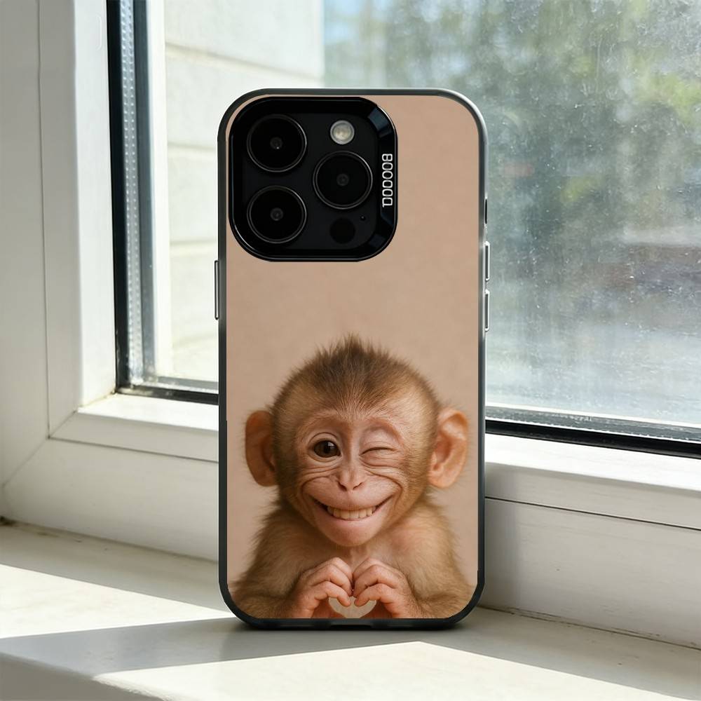 Funny Monkey M-Memes Phone Case For iPhone 17,16,15,14,13,12,11 Plus,Pro Max,XS,Colorful Silver Black Cover