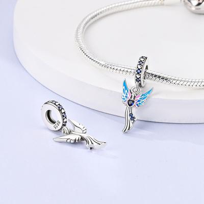 Charms Platablue Pink Angelic Heart-Shaped Pendants Fit Originalbracelets Charms For Women Jewelry Diy Making Gifts