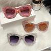 Shining Eye Y2K Rhinestone Cat Eye Fashion Sunglasses For Women Men Bling Summer Beach Sun Shades Costume Party Club Accessory