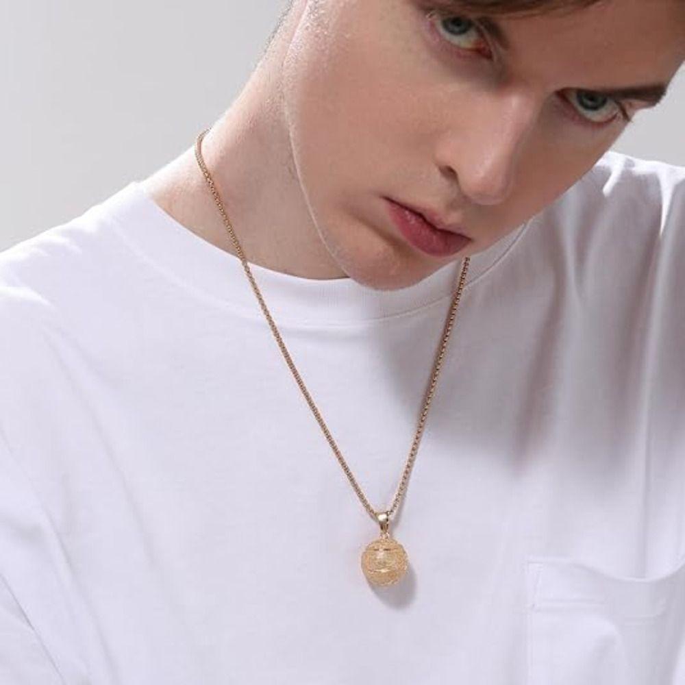 Two Colors Basketball Necklace Metal Chain Men's Necklace Men Boy Football Pendant  Fan Athlete