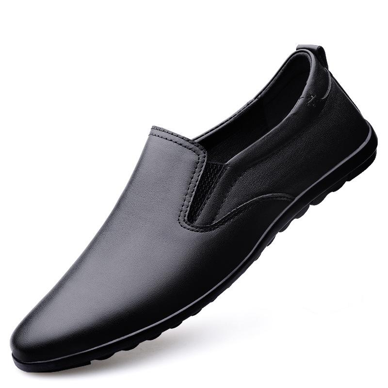 Men s Breathable Cowhide Slip-On Loafers with Low Heel 45