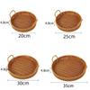 20/25/30/35cm Handwoven Rattan Basket Plastic Imitation Double Ears Rattan Storage Tray with Handle Round Shape Basket