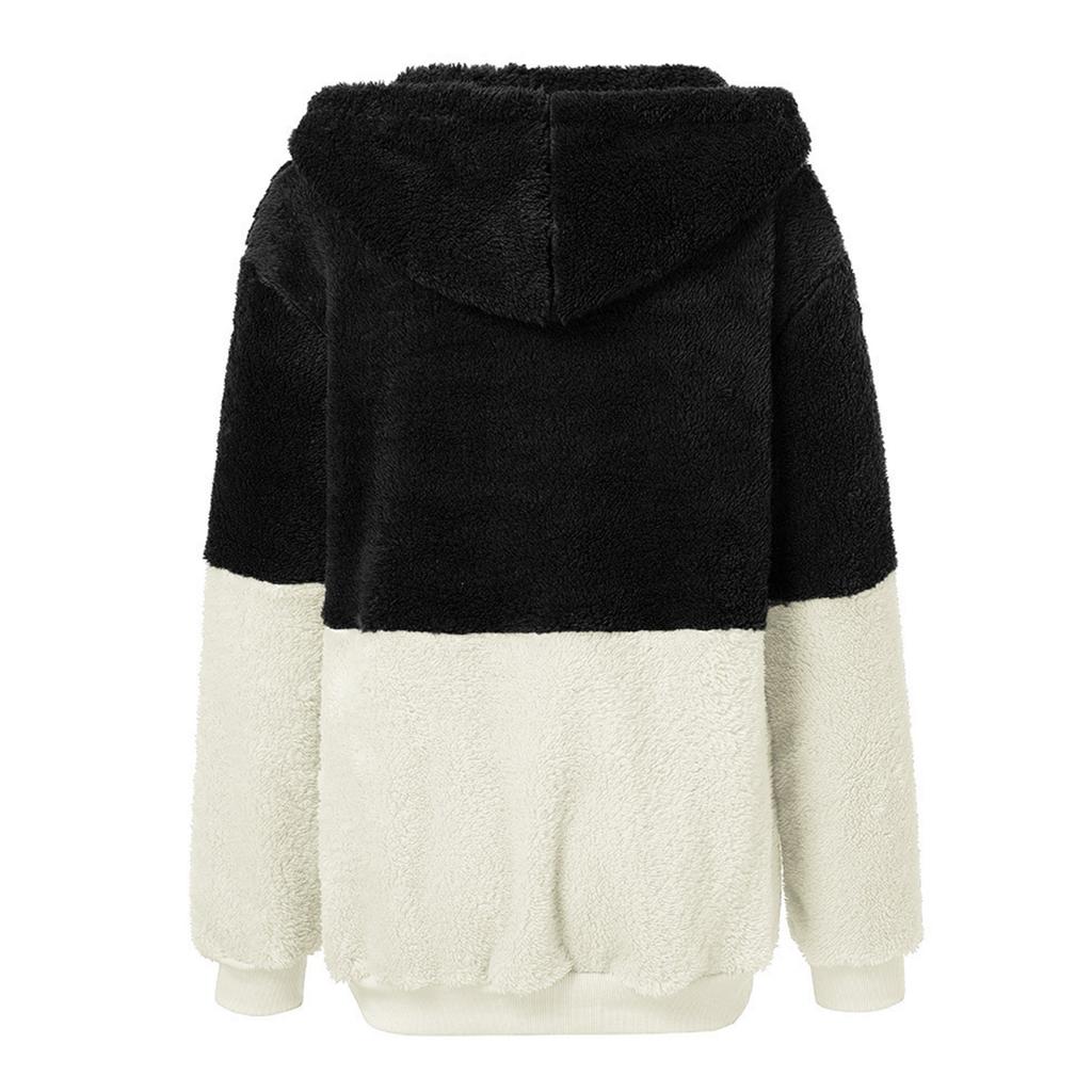 Damen Kapuzen-Sweatshirt-Mantel, Winter, warm, Reißverschlusstaschen, Baumwollmantel, Oberbekleidung