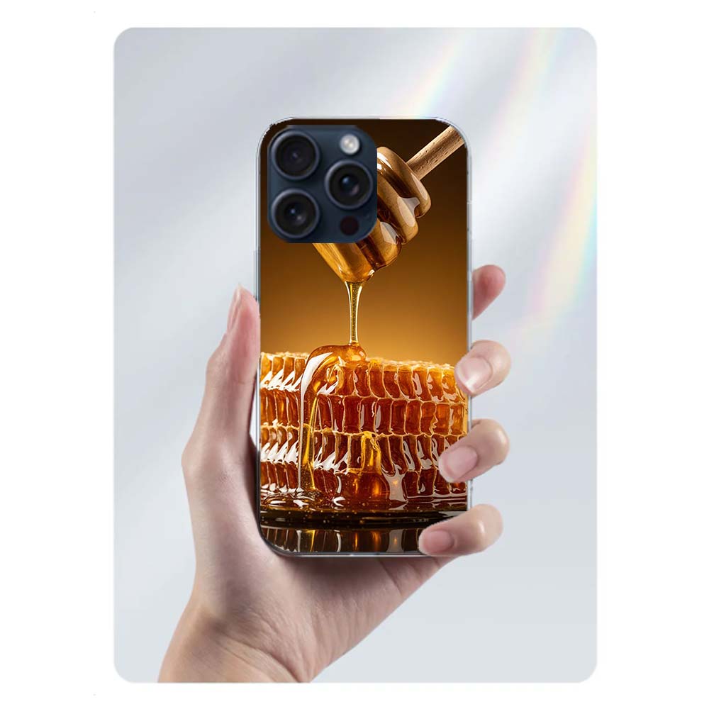 Golden Honey Dripping From Honeycomb Clear Phone Case For Iphone 17 Air 16 Pro Max 15 Pro 14 Plus 17E 16E 11 13 12 Mini Cover Ca