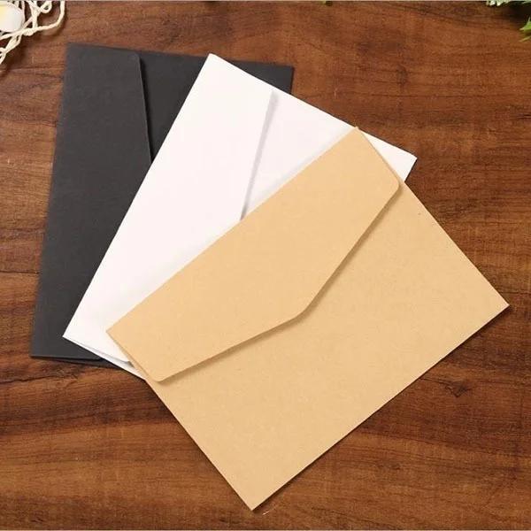 10 Stück Schwarz Weiß Kraftpapier Umschläge Blanko Papier Umschlag Vintage Europäischer Stil Umschlag für Karte Scrapbooking Geschenk
