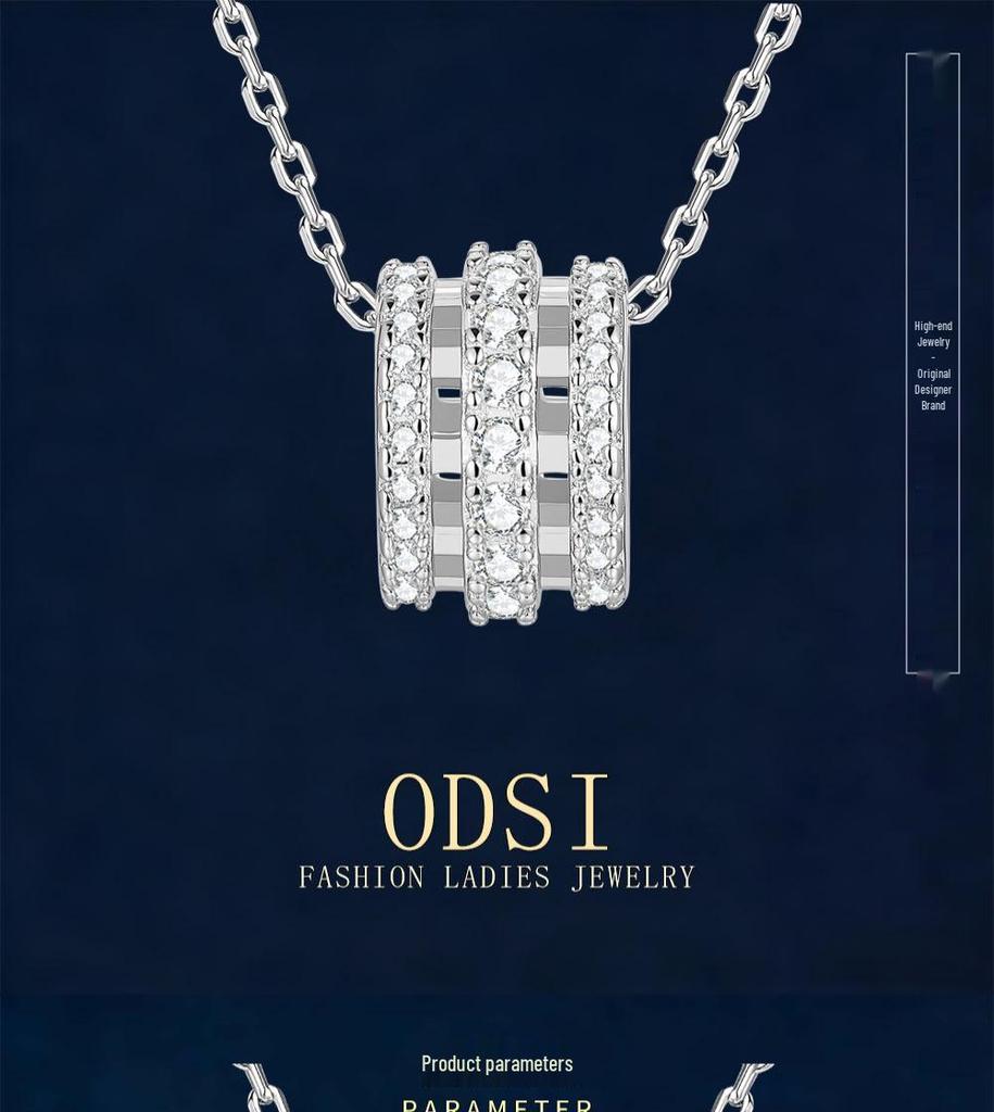 Korean Style S925 Sterling Silver Slim Waist Diamond Necklace for Women - Elegant and Luxurious Pendant