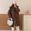 Womens Knee-Length Puffer Coat With Hood Thick Warm Down Jacket Winter Loose Fit Oversized Style