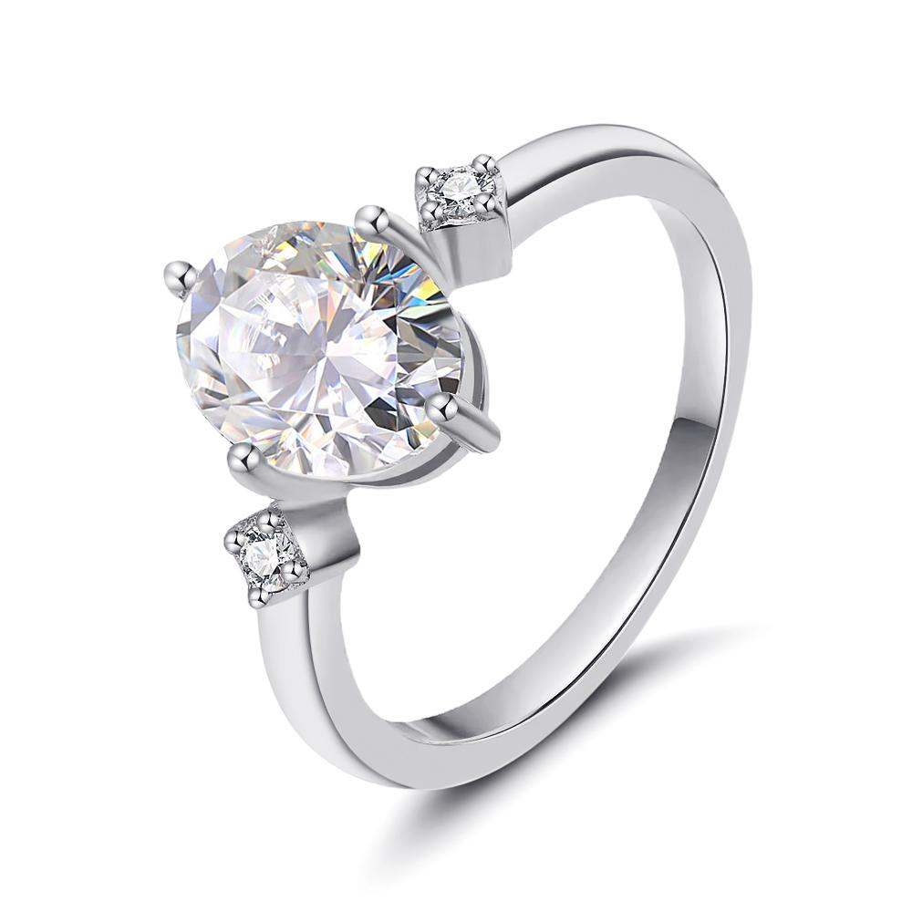 2CT Oval Cut Full Moissanite Engagement Ring 100%   CopperWedding Promise Bands for Women Jewelry Anniversary Gift