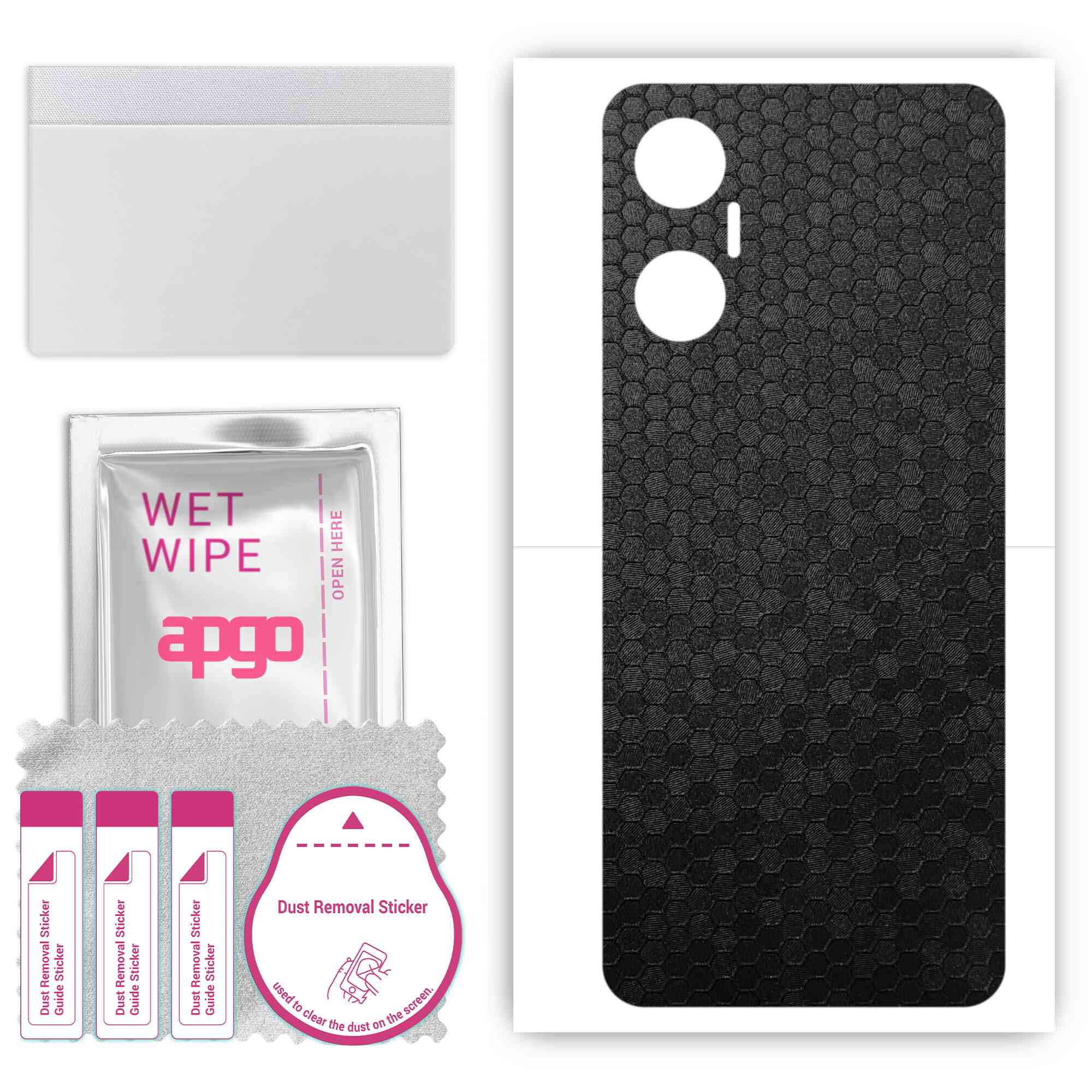 

apgo Protective Skin Sticker for the back compatible with Tecno Pova Neo 5G, Wrap Film, Foil, Vinyl - Pattern Black Honeycomb