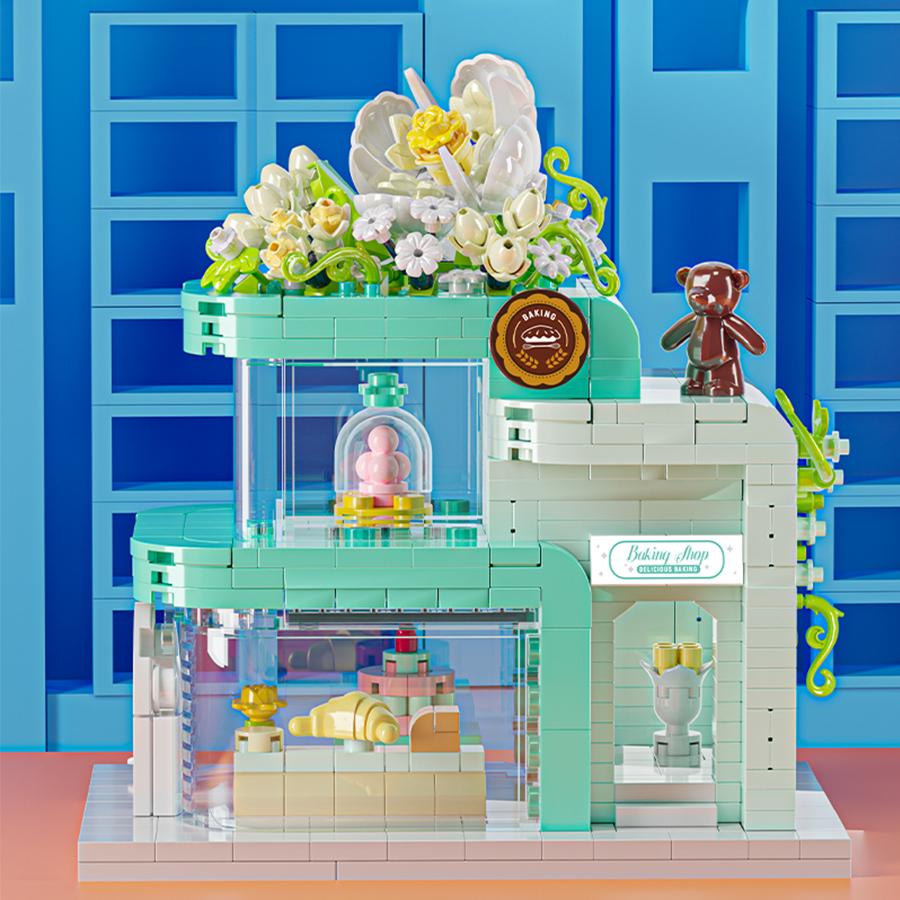 Miniature Street View Flowers House Building Blocks Mini Bricks Educational Toys DIY Ornaments Gifts Set